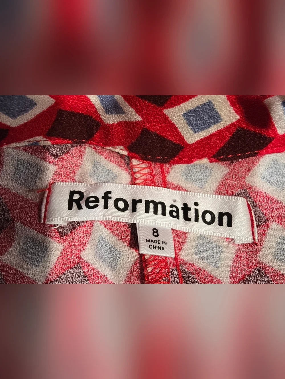 Reformation Bev Jumpsuit In A Diamond Print Size 8 - Picture 4 of 8